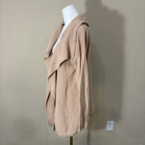 Brochu Walker Women's Beige Linen Blend Open Waterfall Cardigan Sz L Luxury EUC - Picture 3 of 10